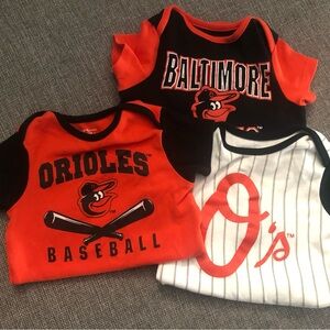 3-Genuine Merchandise Orioles baby onesies 3-6M